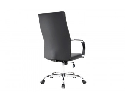 LeisureMod Sonora Modern High-Back Leather Office Chair - Black