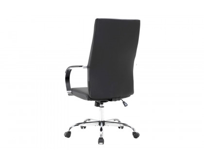 LeisureMod Sonora Modern High-Back Leather Office Chair - Black