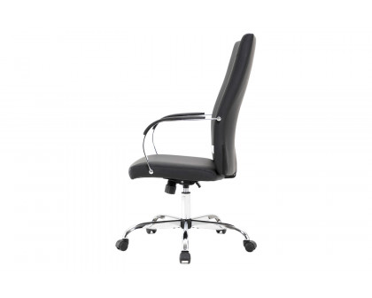 LeisureMod Sonora Modern High-Back Leather Office Chair - Black