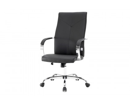 LeisureMod Sonora Modern High-Back Leather Office Chair - Black