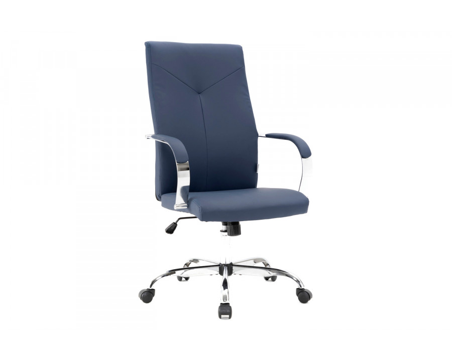 LeisureMod Sonora Modern High-Back Leather Office Chair - Navy Blue