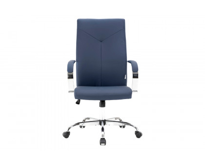 LeisureMod Sonora Modern High-Back Leather Office Chair - Navy Blue