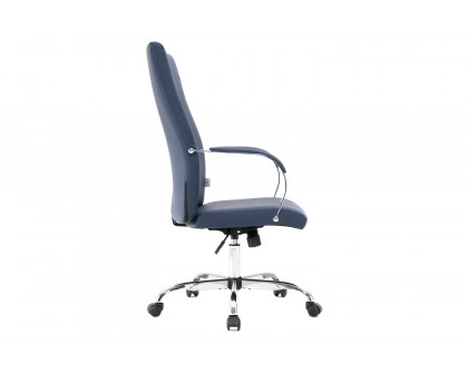 LeisureMod Sonora Modern High-Back Leather Office Chair - Navy Blue