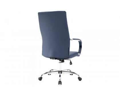 LeisureMod Sonora Modern High-Back Leather Office Chair - Navy Blue