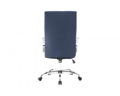 LeisureMod Sonora Modern High-Back Leather Office Chair - Navy Blue