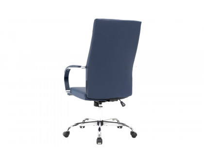 LeisureMod Sonora Modern High-Back Leather Office Chair - Navy Blue