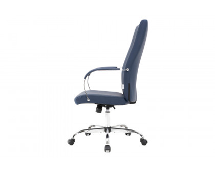 LeisureMod Sonora Modern High-Back Leather Office Chair - Navy Blue