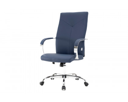 LeisureMod Sonora Modern High-Back Leather Office Chair - Navy Blue