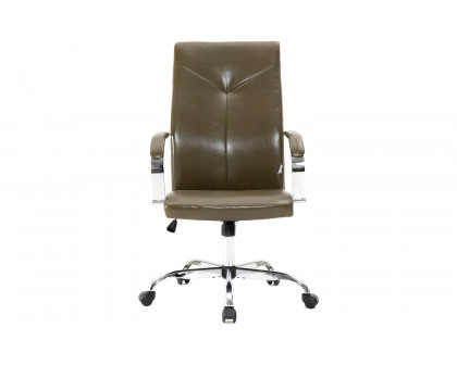 LeisureMod Sonora Modern High-Back Leather Office Chair - Olive Green