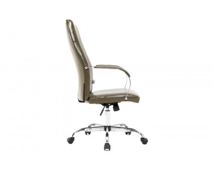 LeisureMod Sonora Modern High-Back Leather Office Chair - Olive Green