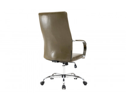 LeisureMod Sonora Modern High-Back Leather Office Chair - Olive Green