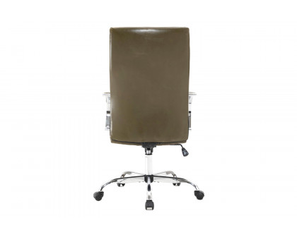 LeisureMod Sonora Modern High-Back Leather Office Chair - Olive Green