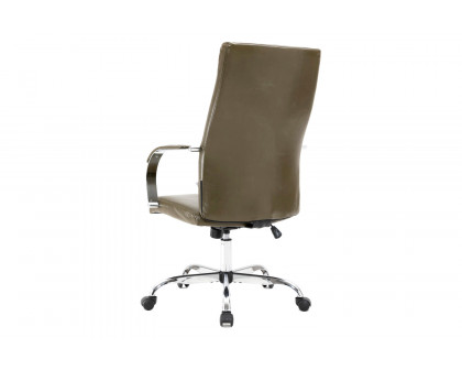 LeisureMod Sonora Modern High-Back Leather Office Chair - Olive Green