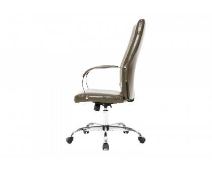 LeisureMod Sonora Modern High-Back Leather Office Chair - Olive Green