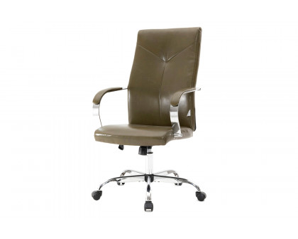 LeisureMod Sonora Modern High-Back Leather Office Chair - Olive Green