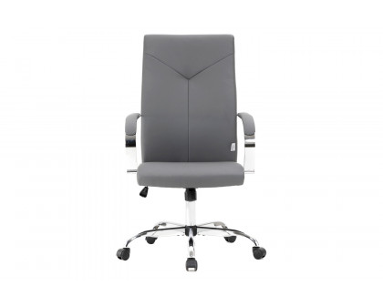 LeisureMod Sonora Modern High-Back Leather Office Chair - Gray