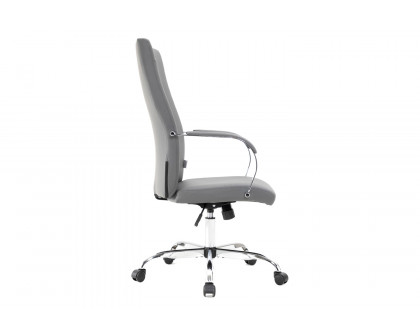 LeisureMod Sonora Modern High-Back Leather Office Chair - Gray