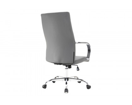 LeisureMod Sonora Modern High-Back Leather Office Chair - Gray