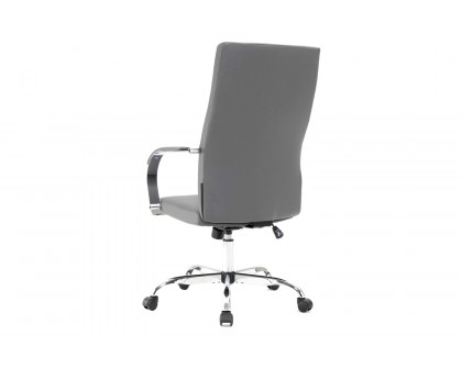 LeisureMod Sonora Modern High-Back Leather Office Chair - Gray