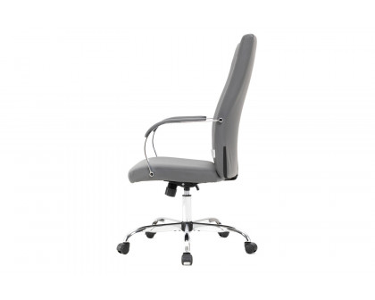 LeisureMod Sonora Modern High-Back Leather Office Chair - Gray