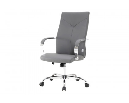 LeisureMod Sonora Modern High-Back Leather Office Chair - Gray