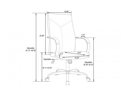 LeisureMod Sonora Modern High-Back Leather Office Chair - White