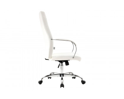 LeisureMod Sonora Modern High-Back Leather Office Chair - White