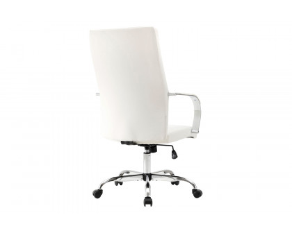 LeisureMod Sonora Modern High-Back Leather Office Chair - White