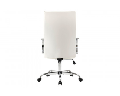 LeisureMod Sonora Modern High-Back Leather Office Chair - White