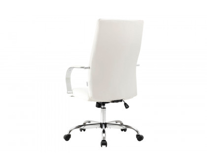 LeisureMod Sonora Modern High-Back Leather Office Chair - White