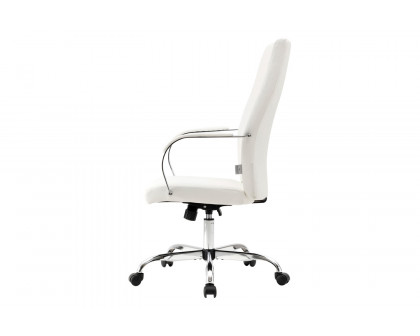 LeisureMod Sonora Modern High-Back Leather Office Chair - White