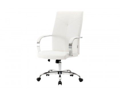 LeisureMod Sonora Modern High-Back Leather Office Chair - White