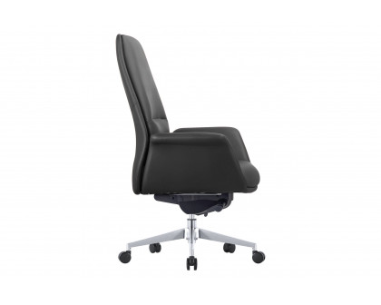 LeisureMod Summit Mid-Century Modern Faux Leather Conference Office Chair with Swivel and Tilt - Black