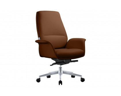 LeisureMod Summit Mid-Century Modern Faux Leather Conference Office Chair with Swivel and Tilt