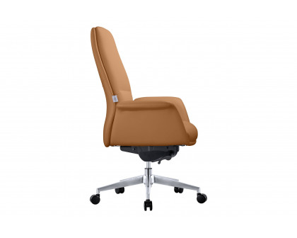 LeisureMod Summit Mid-Century Modern Faux Leather Conference Office Chair with Swivel and Tilt