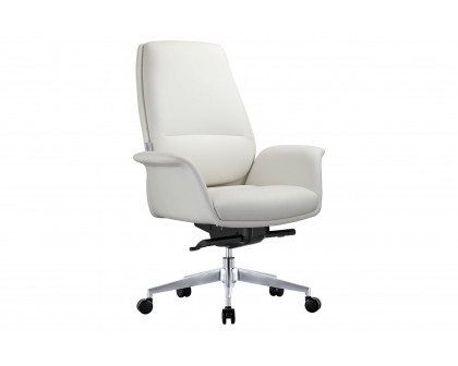 LeisureMod Summit Mid-Century Modern Faux Leather Conference Office Chair with Swivel and Tilt