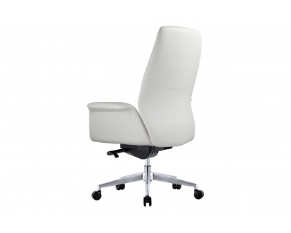 LeisureMod Summit Mid-Century Modern Faux Leather Conference Office Chair with Swivel and Tilt - White