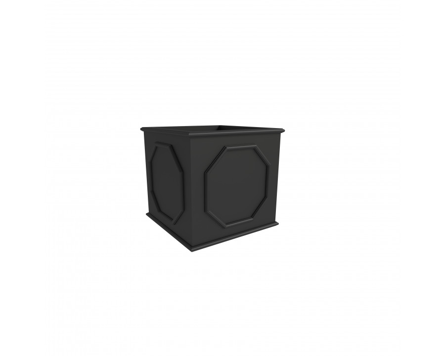 LeisureMod Sprout Modern 10" Cube Planter in Fiberstone and Clay - Black