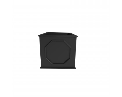 LeisureMod Sprout Modern 10" Cube Planter in Fiberstone and Clay - Black