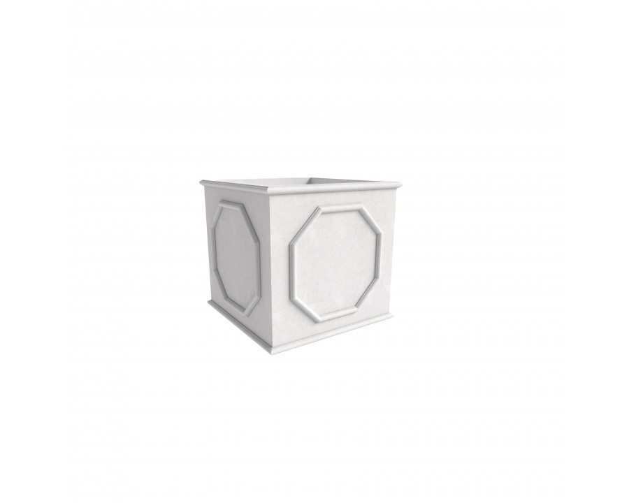 LeisureMod Sprout Modern 10" Cube Planter in Fiberstone and Clay - White