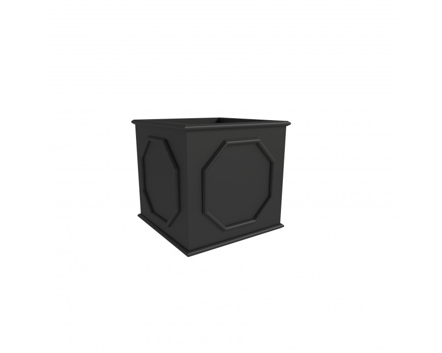 LeisureMod Sprout Modern 13" Cube Planter in Fiberstone and Clay - Black