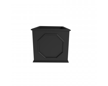 LeisureMod Sprout Modern 13" Cube Planter in Fiberstone and Clay - Black