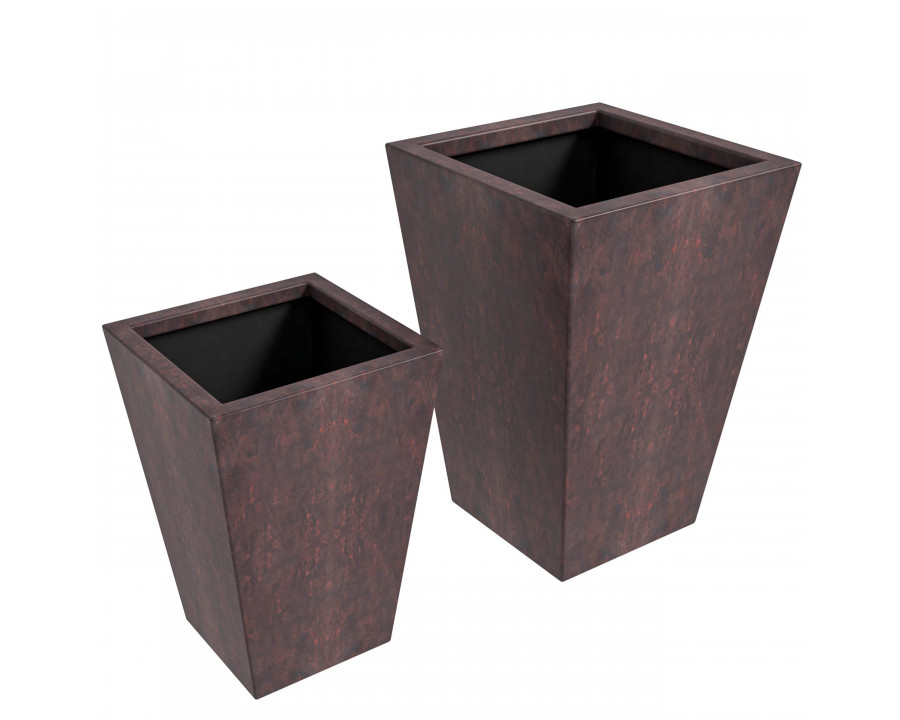 LeisureMod Serene Modern Fiberstone and Clay Planters Pot (Set of 2)