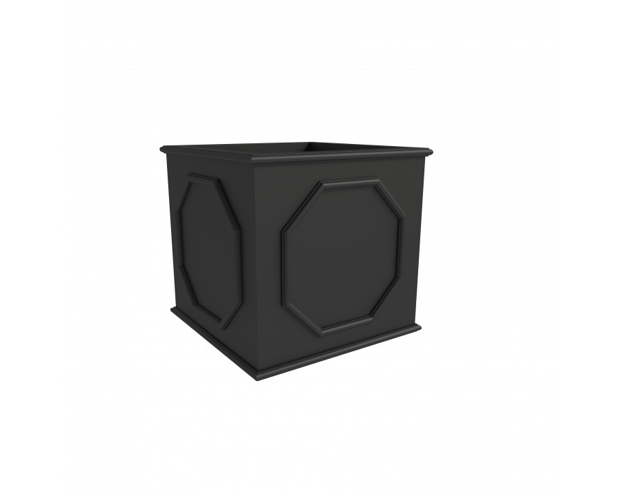 LeisureMod Sprout Modern 15" Cube Planter in Fiberstone and Clay - Black