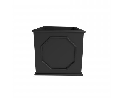 LeisureMod Sprout Modern 15" Cube Planter in Fiberstone and Clay - Black