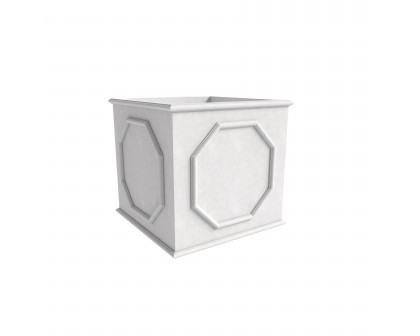 LeisureMod Sprout Modern 8" Cube Planter in Fiberstone and Clay