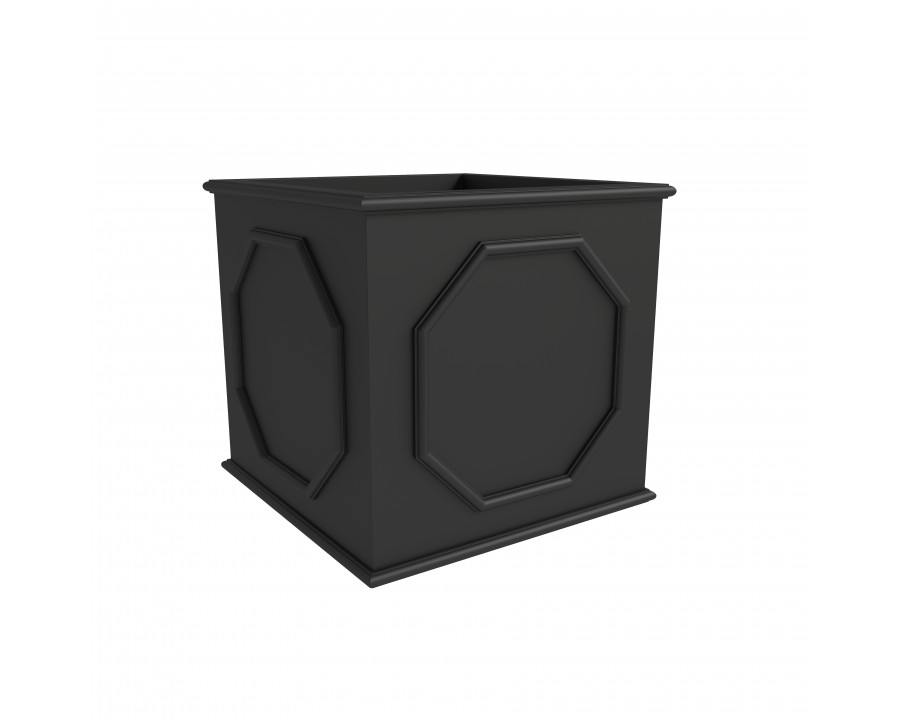 LeisureMod Sprout Modern 18" Cube Planter in Fiberstone and Clay - Black