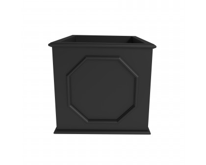 LeisureMod Sprout Modern 18" Cube Planter in Fiberstone and Clay - Black