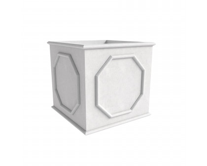 LeisureMod Sprout Modern 8" Cube Planter in Fiberstone and Clay