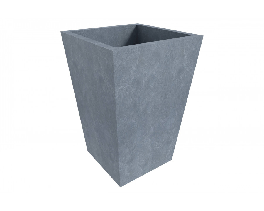 LeisureMod Serene Modern Fiberstone and Clay Planter - Tapered Square Plant Pot with Drainage Holes - Aged Concrete